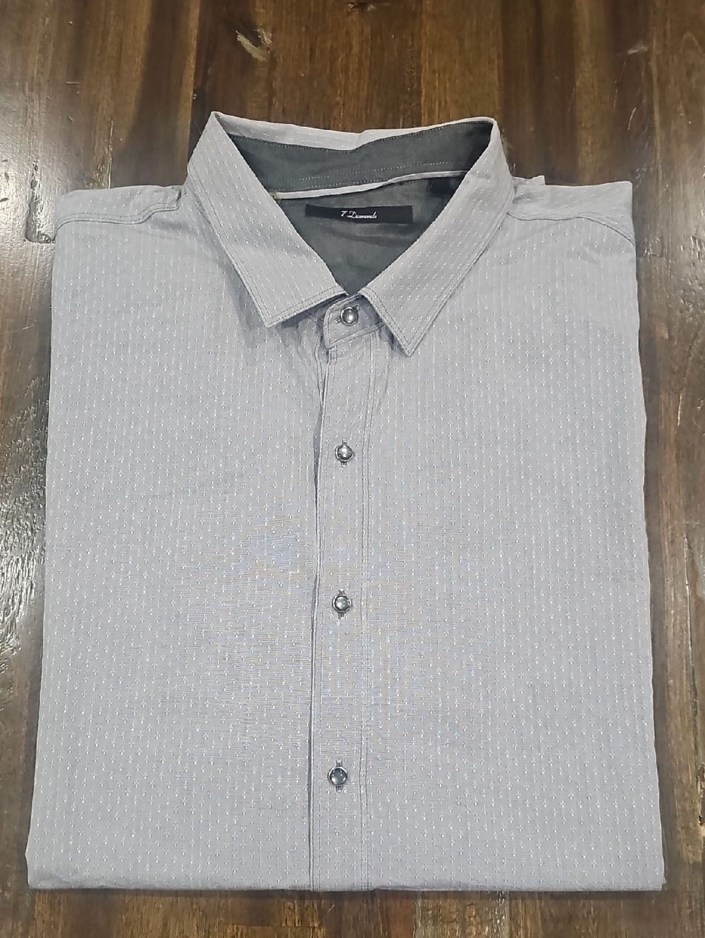 Men's 7 Diamond Gray Button-Down Shirt with Elbow Accents